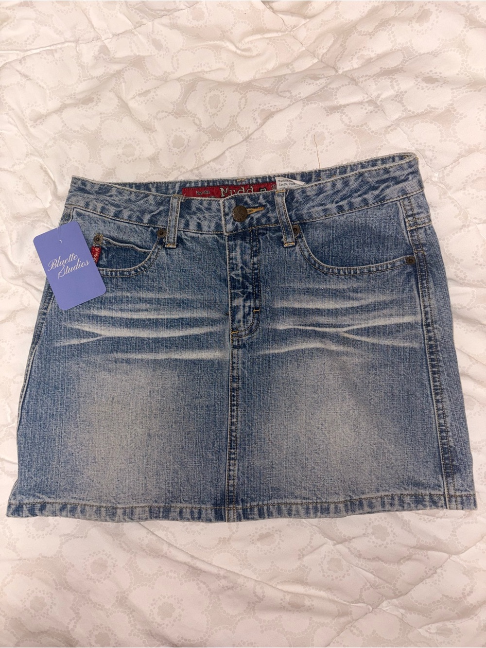 Y2K Light Blue Denim Mini Skirt